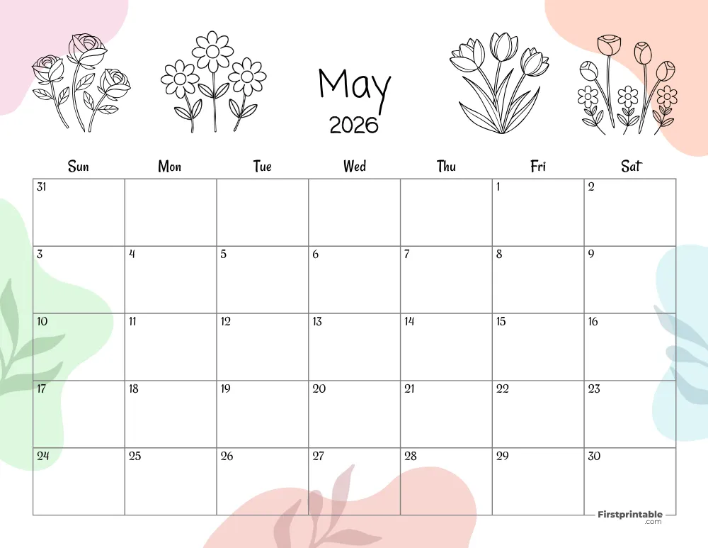 May 2026 Calendar Floral