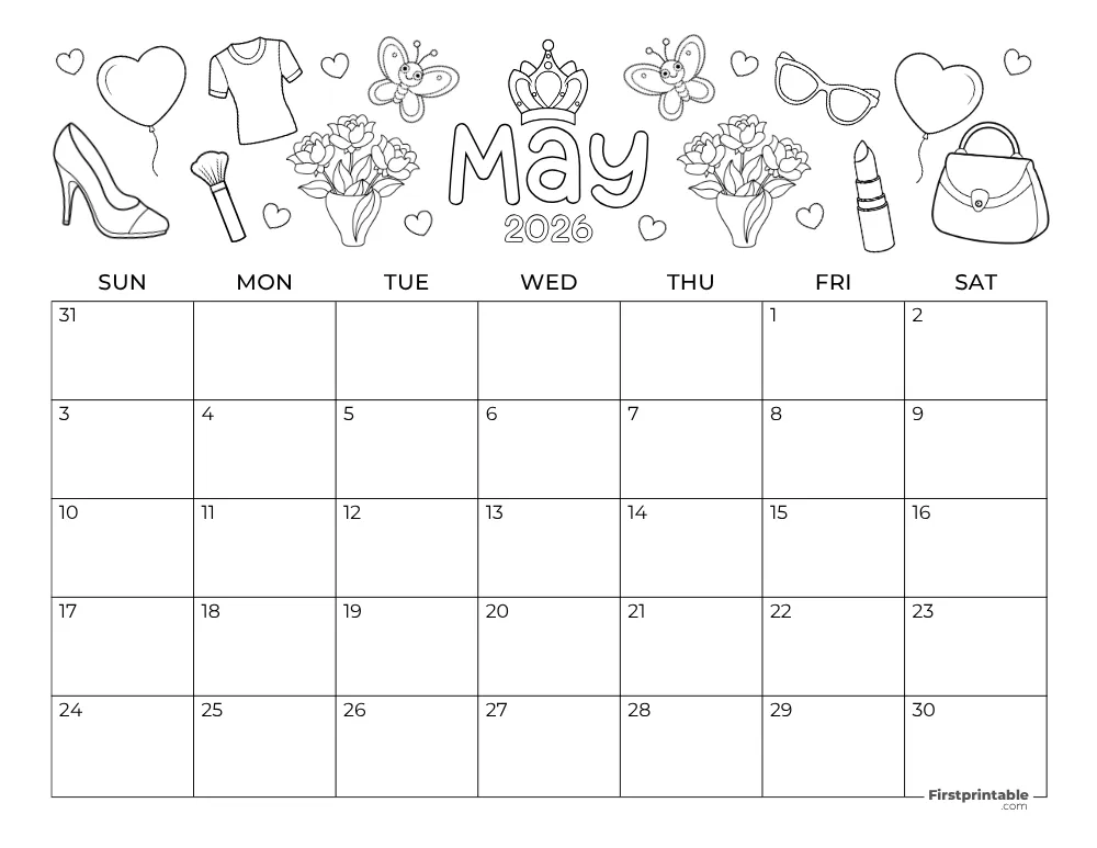 May 2026 Calendar Mother's Day Themed