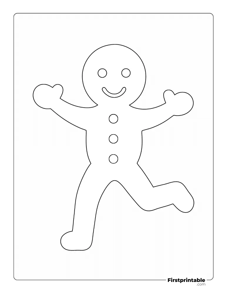 Movable Gingerbread Woman Template - Full Page Outline