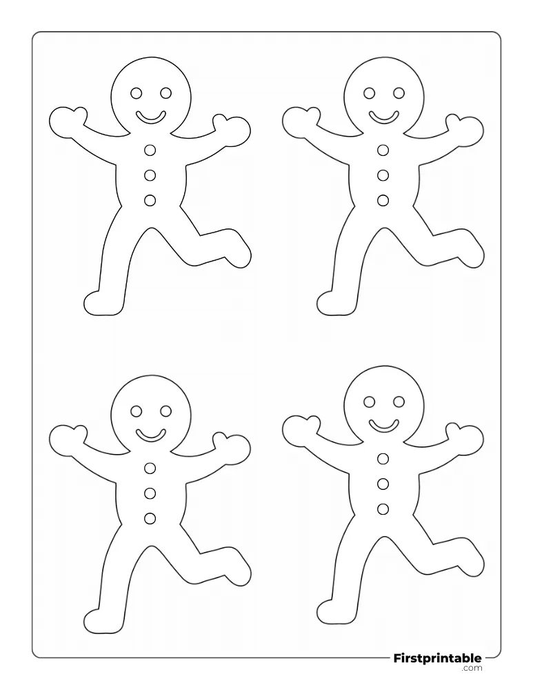 Movable Gingerbread Woman Template - Medium Outline