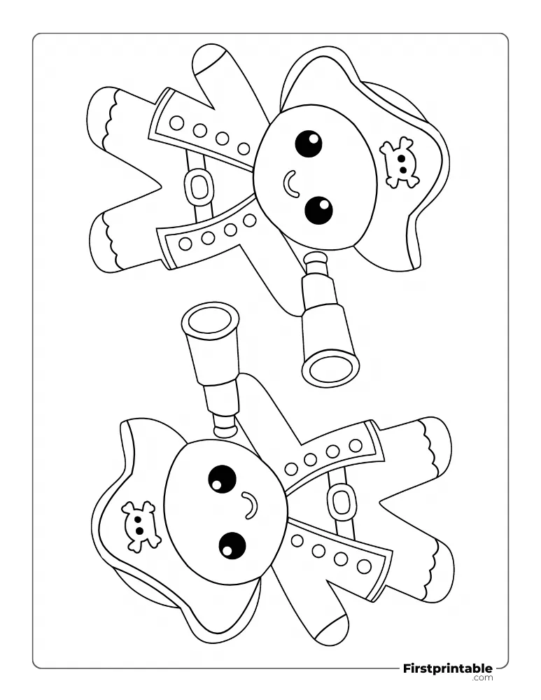 Pirate - Gingerbread Man Template - Large Outline
