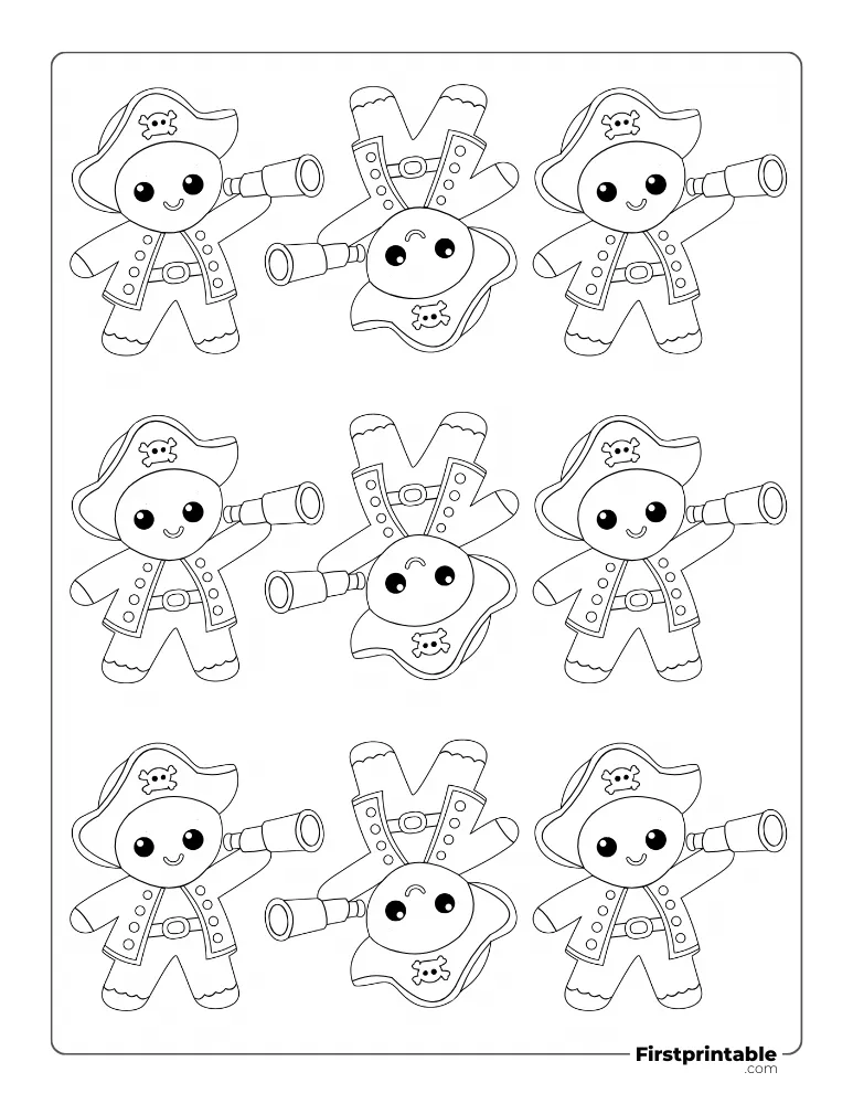 Pirate - Gingerbread Man Template - Small Outline