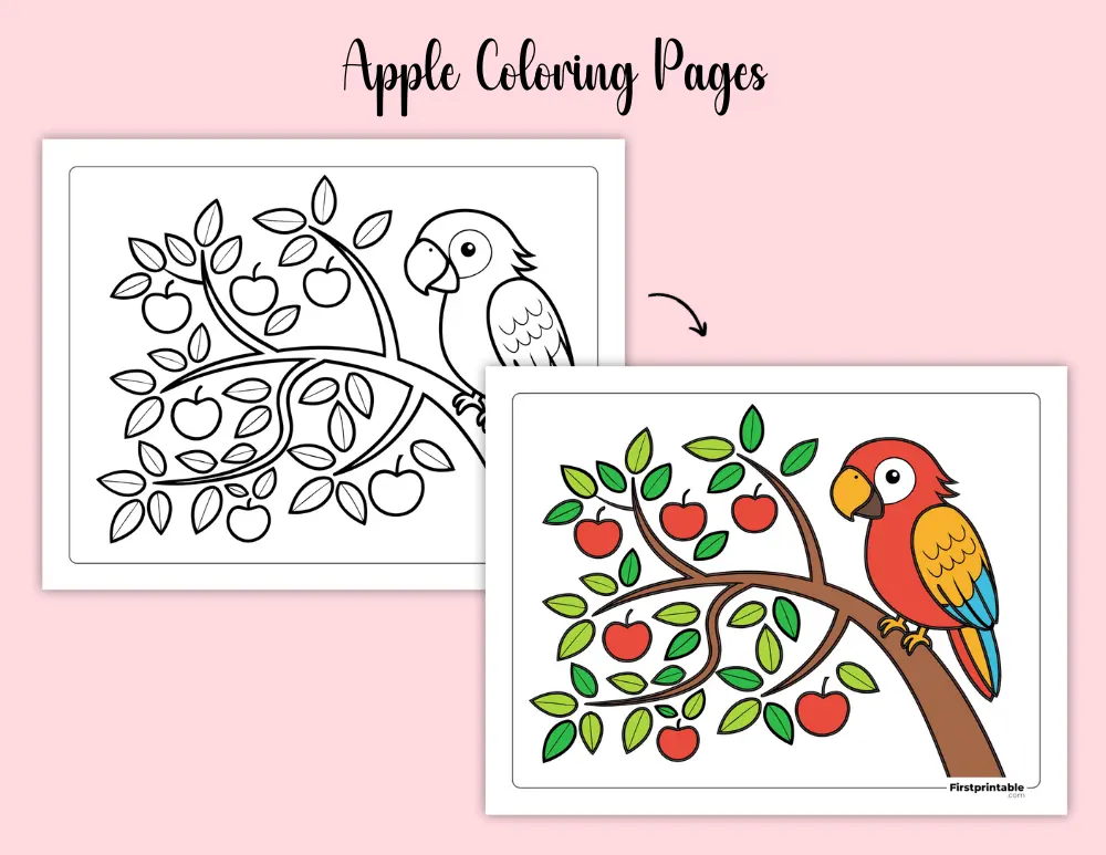 Printable Apple Coloring Pages Printable Apple Coloring Pages