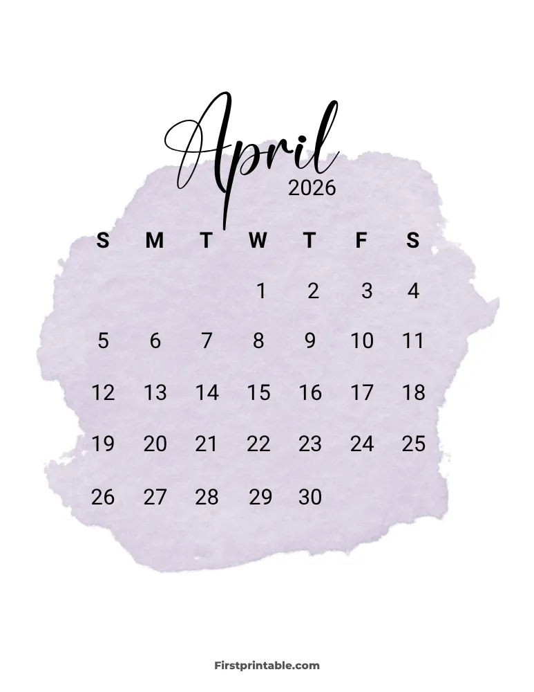 Printable April Calendar 2026 Template 11