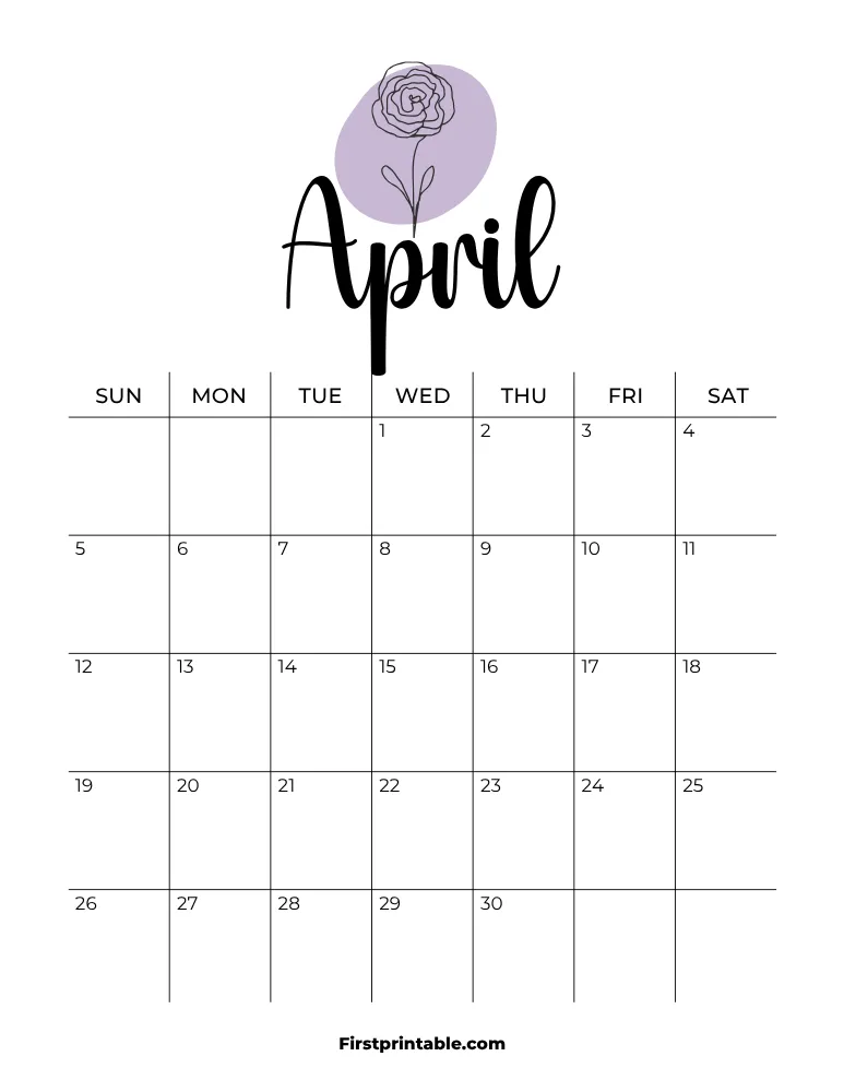 Printable April Calendar 2026 Template 14