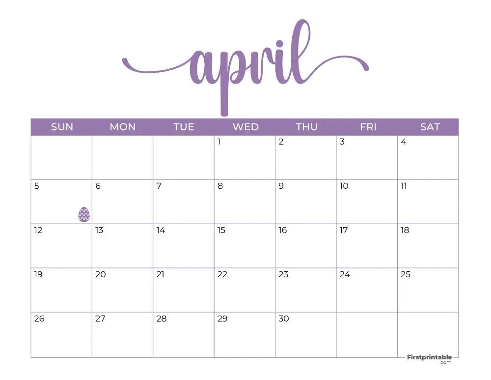 Printable April Calendar 2026 Template 21