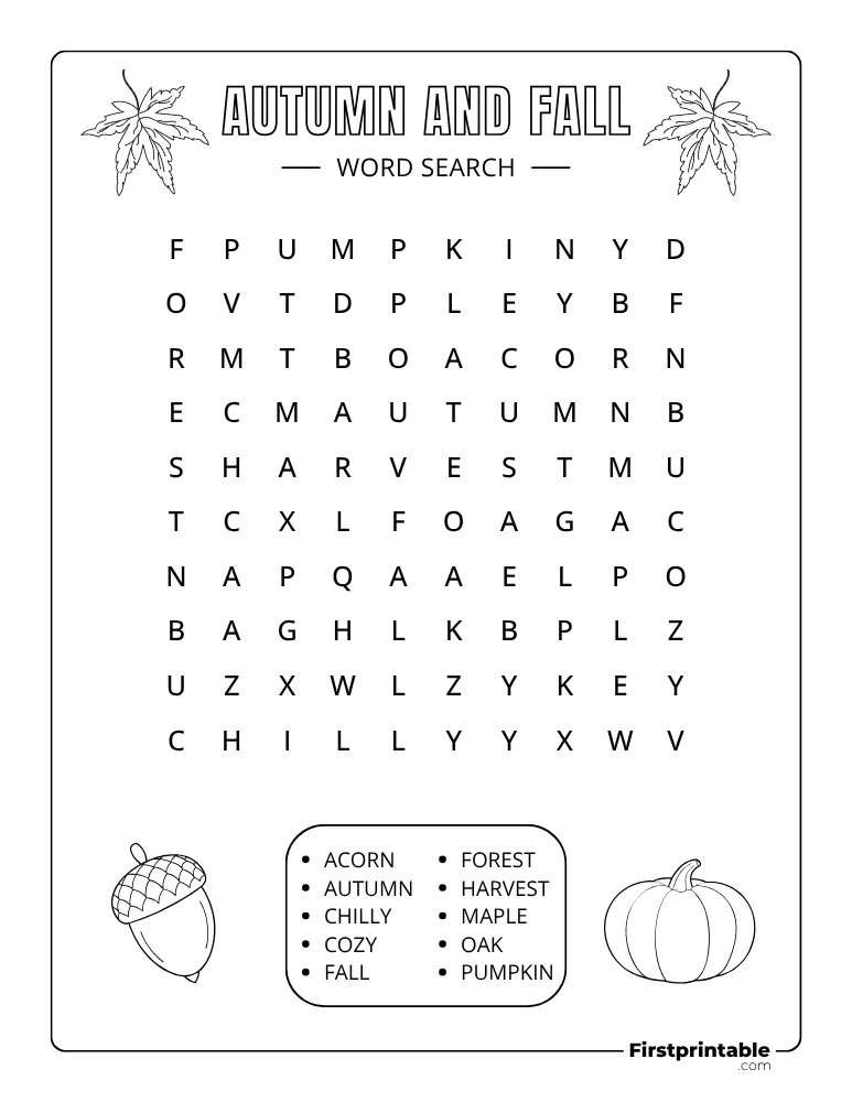 Fall Word Search - Easy 01