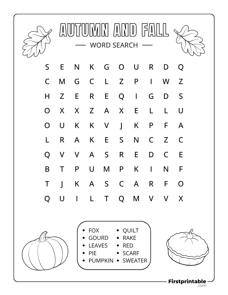 Fall Word Search - Easy 03