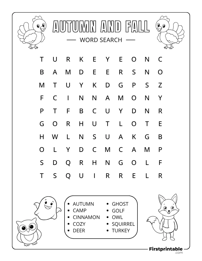 Fall Word Search - Easy 05