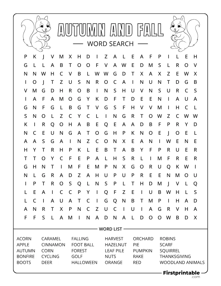 Fall Word Search - Hard 01