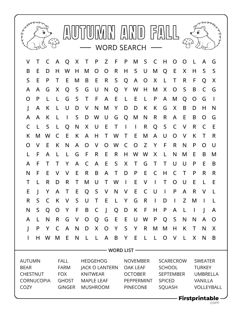 Fall Word Search - Hard 02