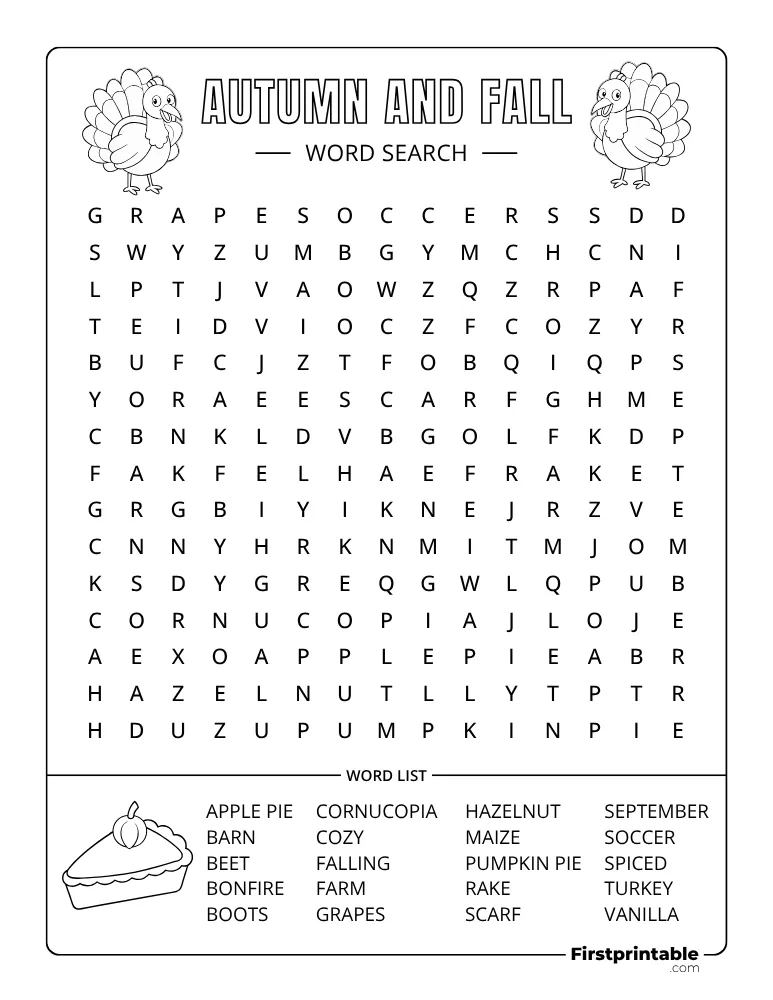 Fall Word Search - Medium 03