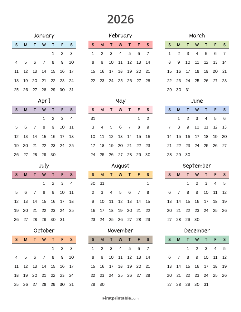 2026 Calendar Printables FREE PDF