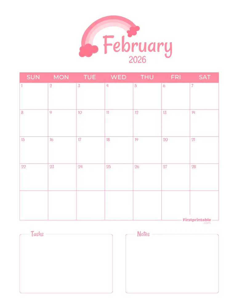 French Printable February Calendar 2026 Template 47