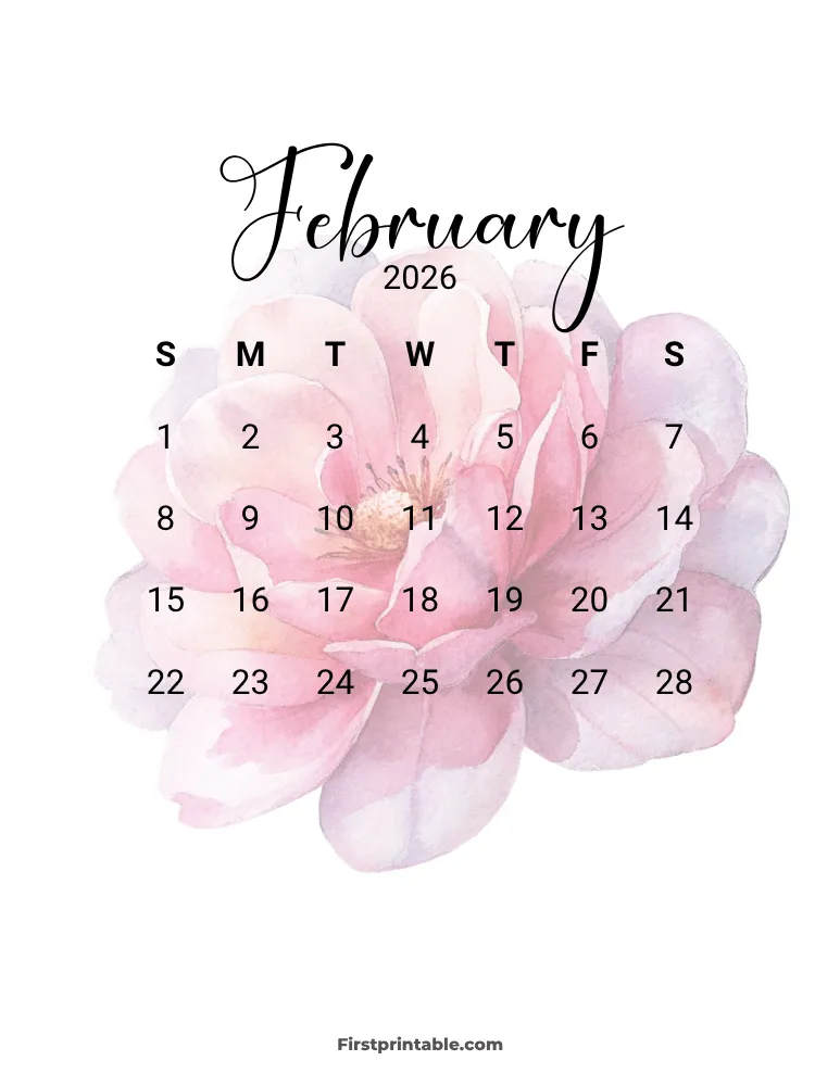 Printable February Calendar 2026 Template 12