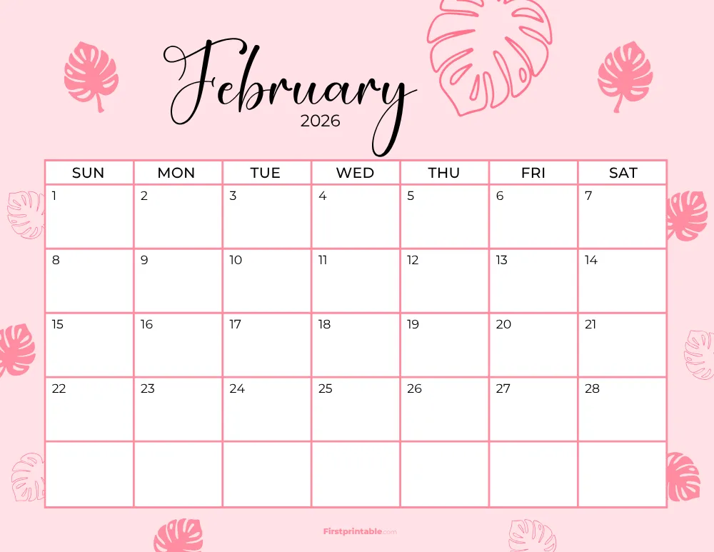 Printable February Calendar 2026 Template 19
