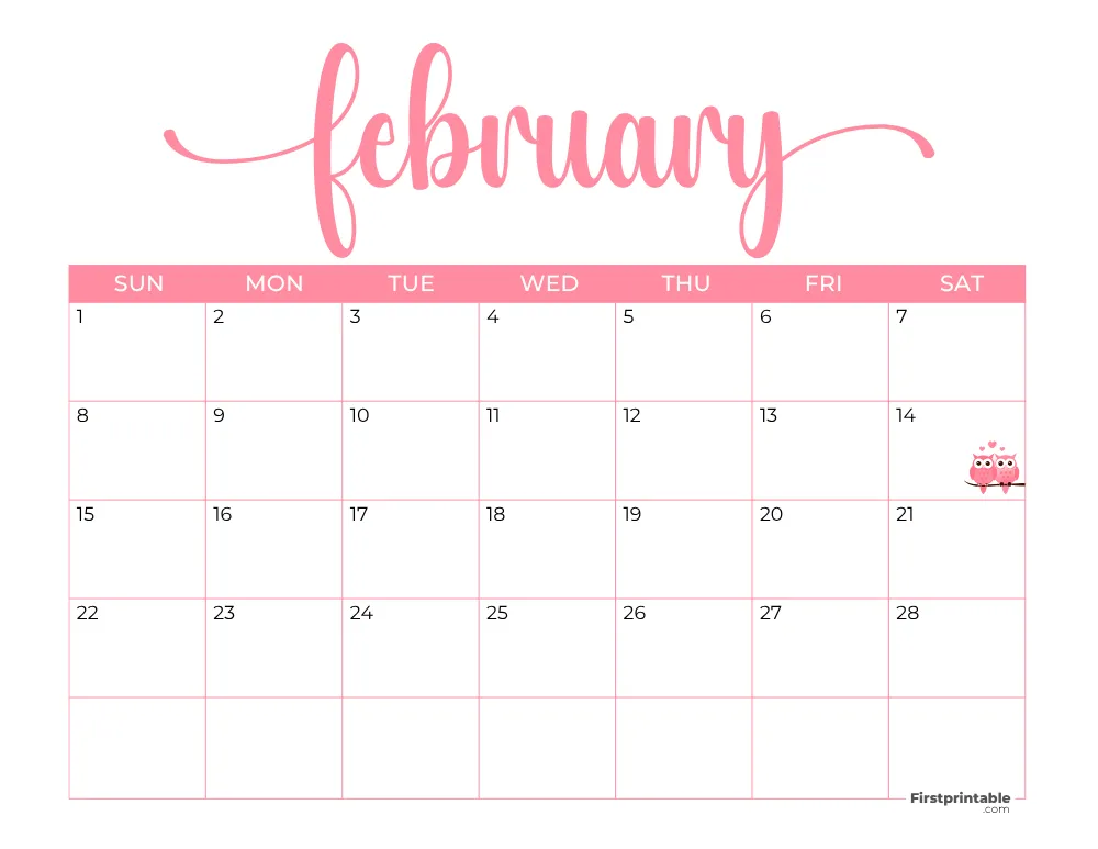 Printable February Calendar 2026 Template 21