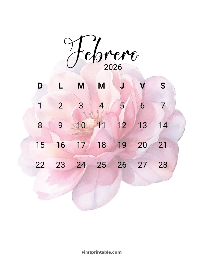 Printable February Calendar 2026 Template 27