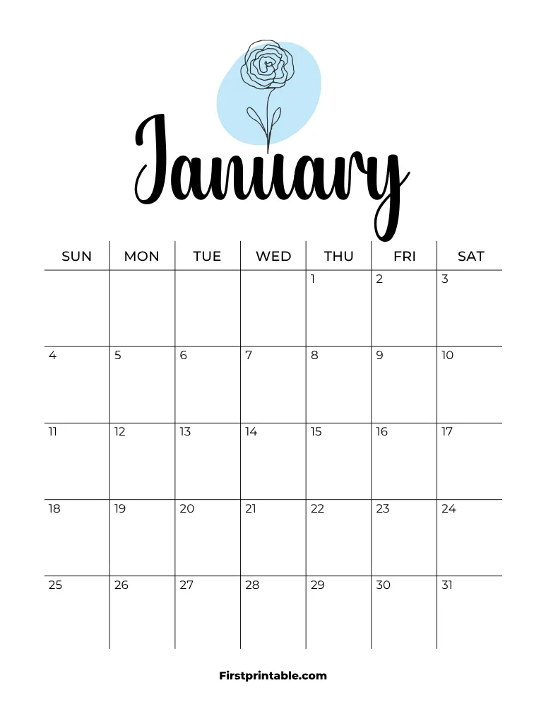 Printable January Calendar 2026 Template 14