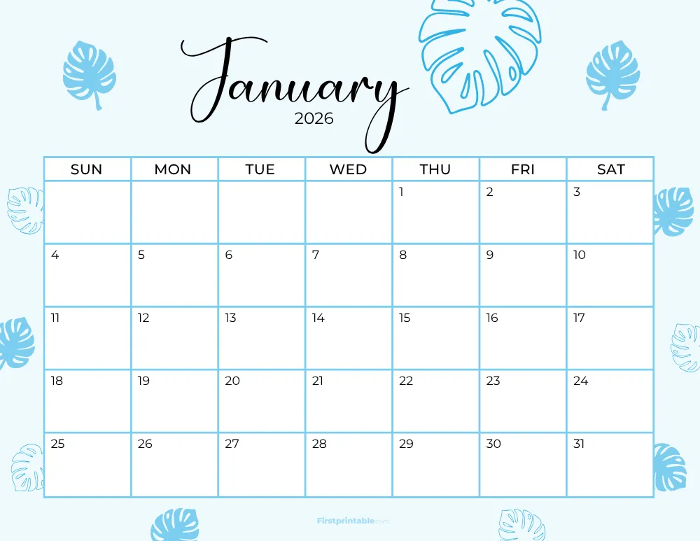 Printable January Calendar 2026 Template 19