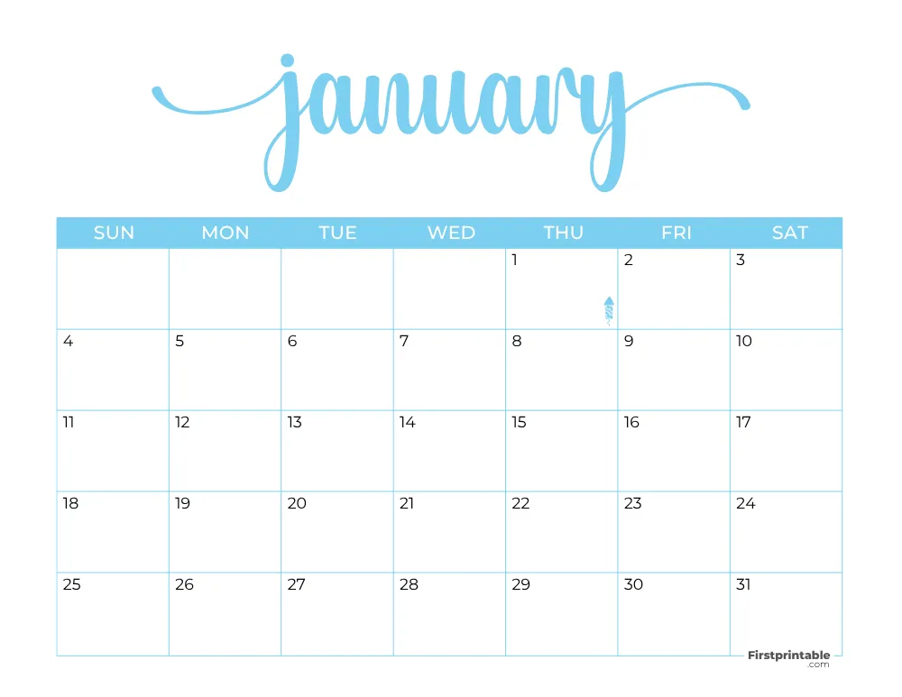 Printable January Calendar 2026 Template 21