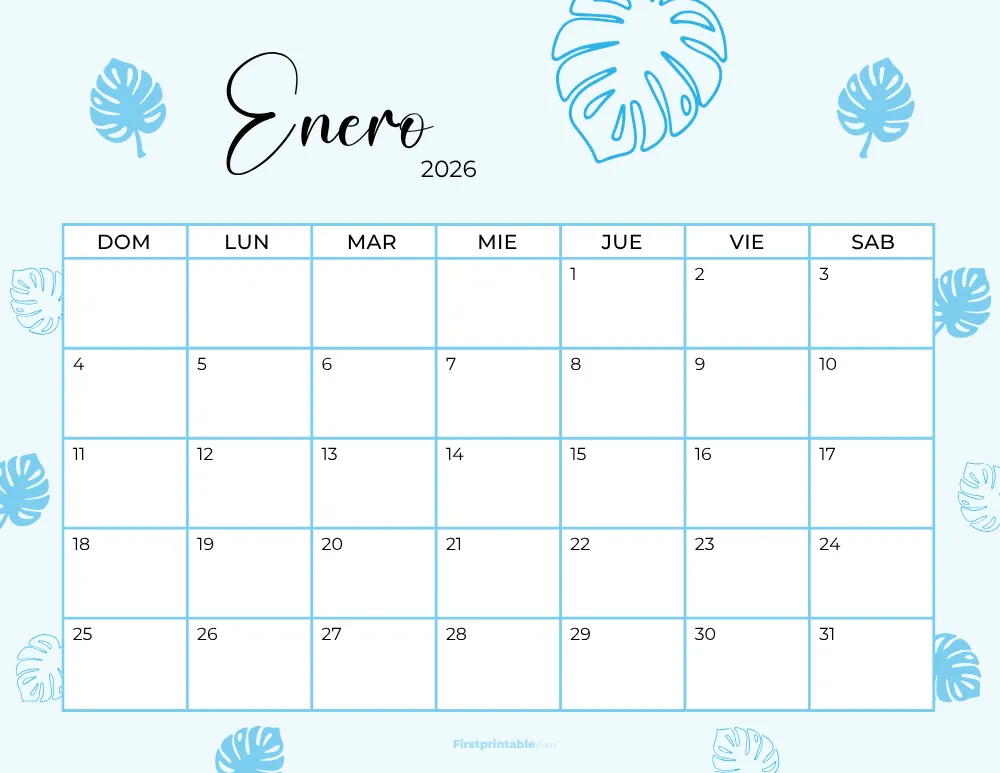 Printable January Calendar 2026 Template 36