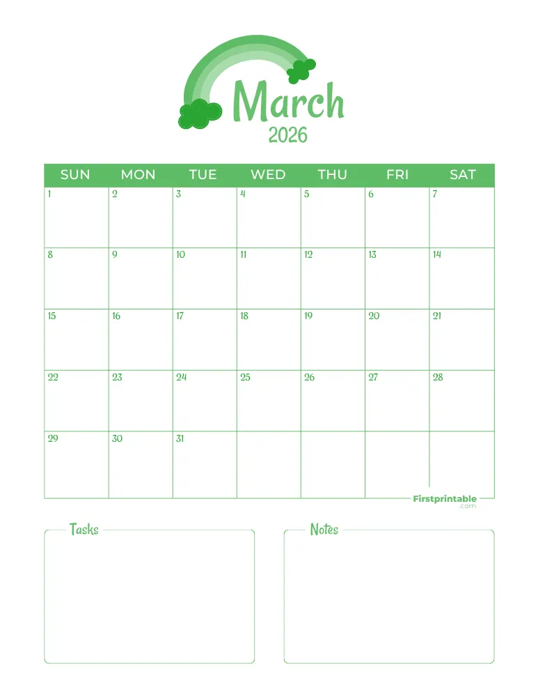 Printable March Calendar 2026 Template 03