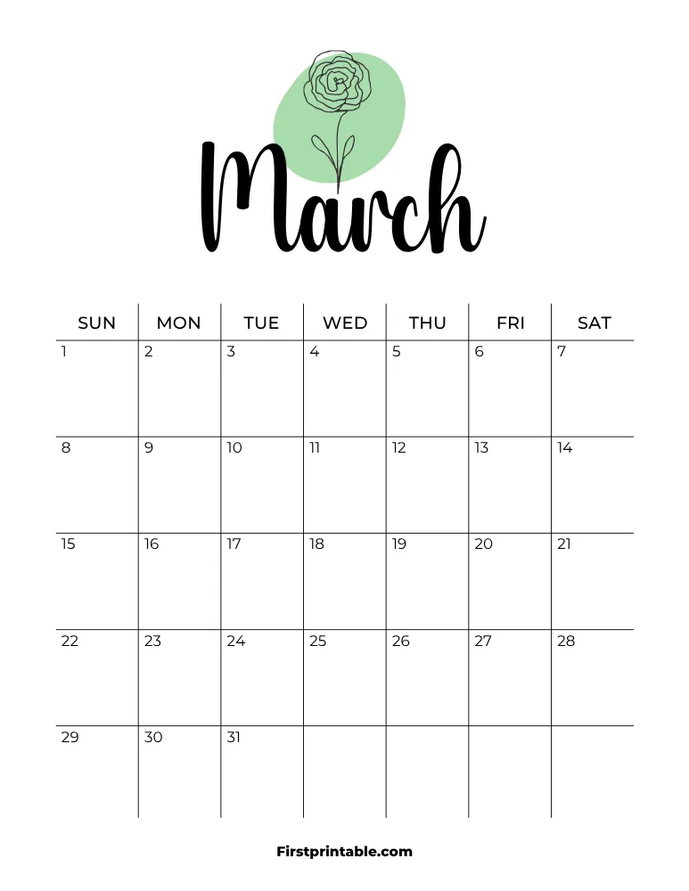 Printable March Calendar 2026 Template 14