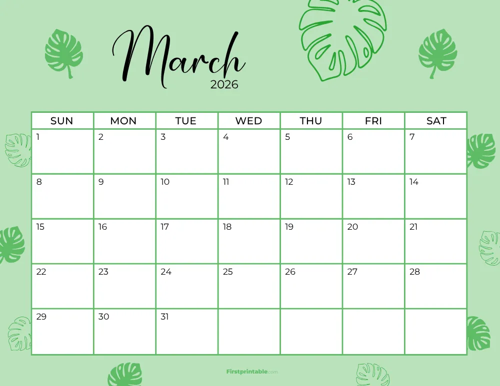 Printable March Calendar 2026 Template 19