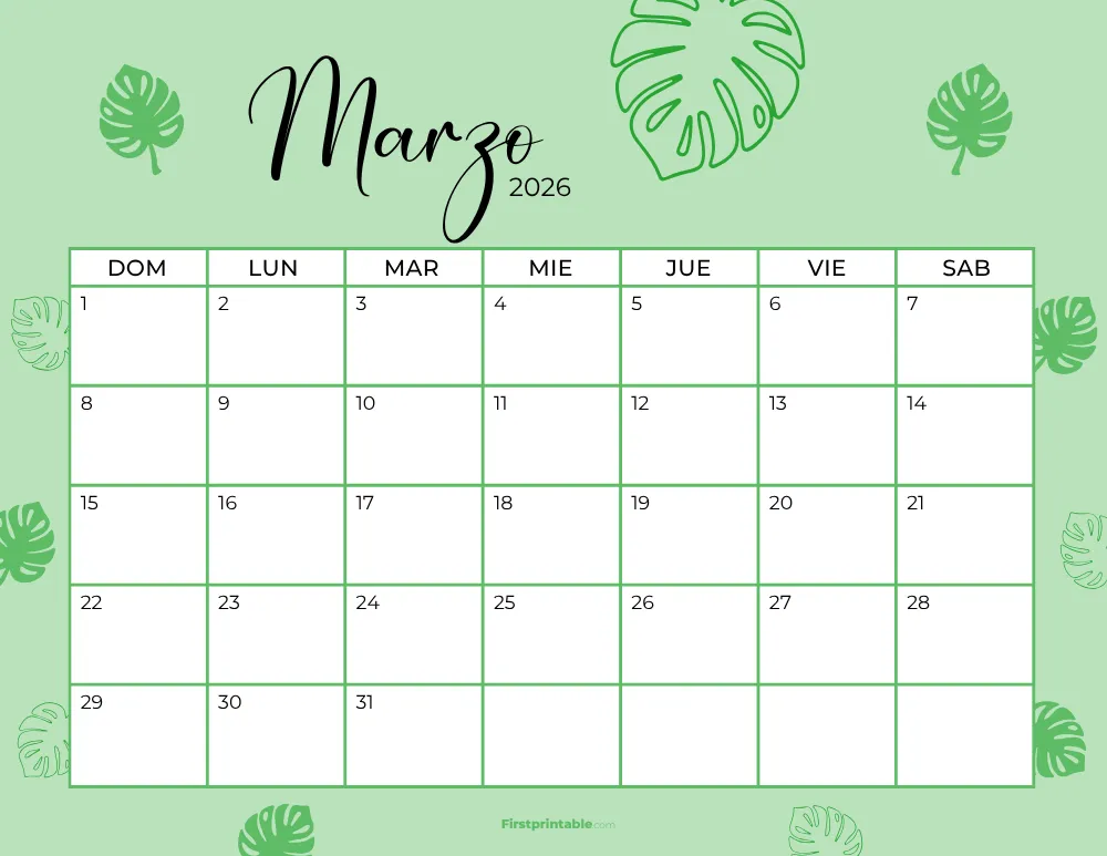 Printable March Calendar 2026 Template 36