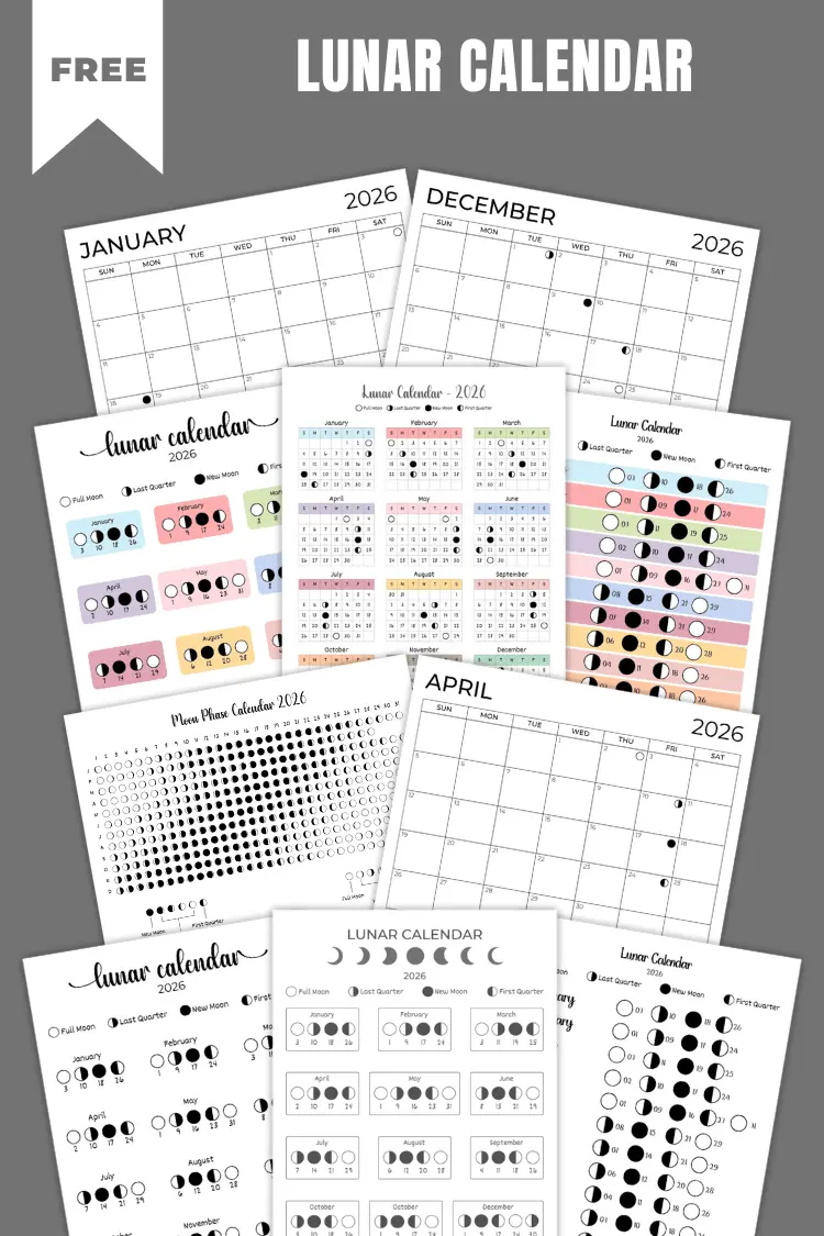 Moon Phase Calendar | 2026 Lunar Calendar