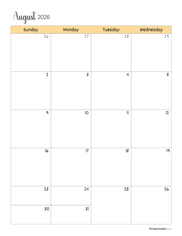 August 2026 Calendar Page 01