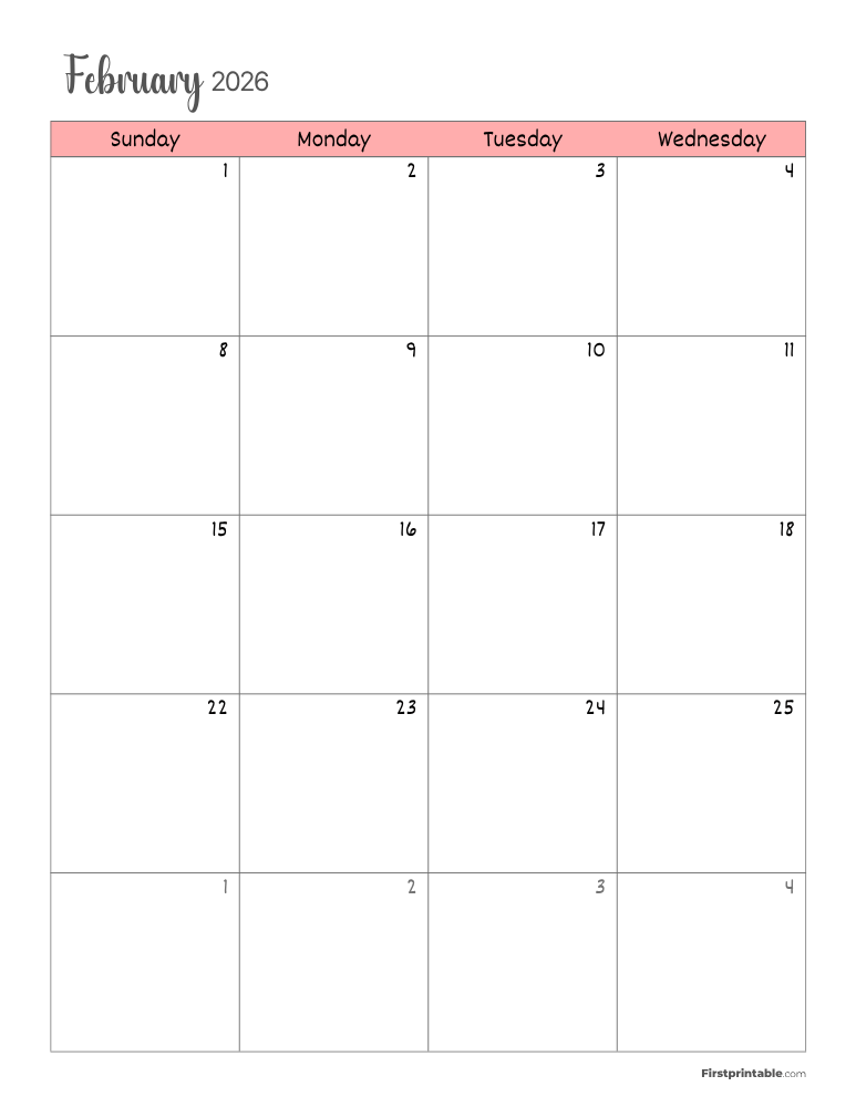 February 2026 Calendar Page 01