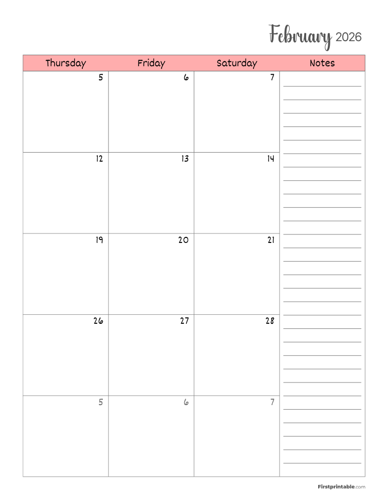 February 2026 Calendar Page 02