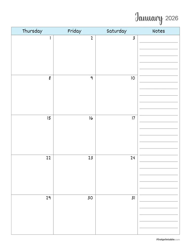 January 2026 Calendar Page 02