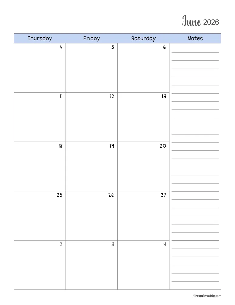 June 2026 Calendar Page 02