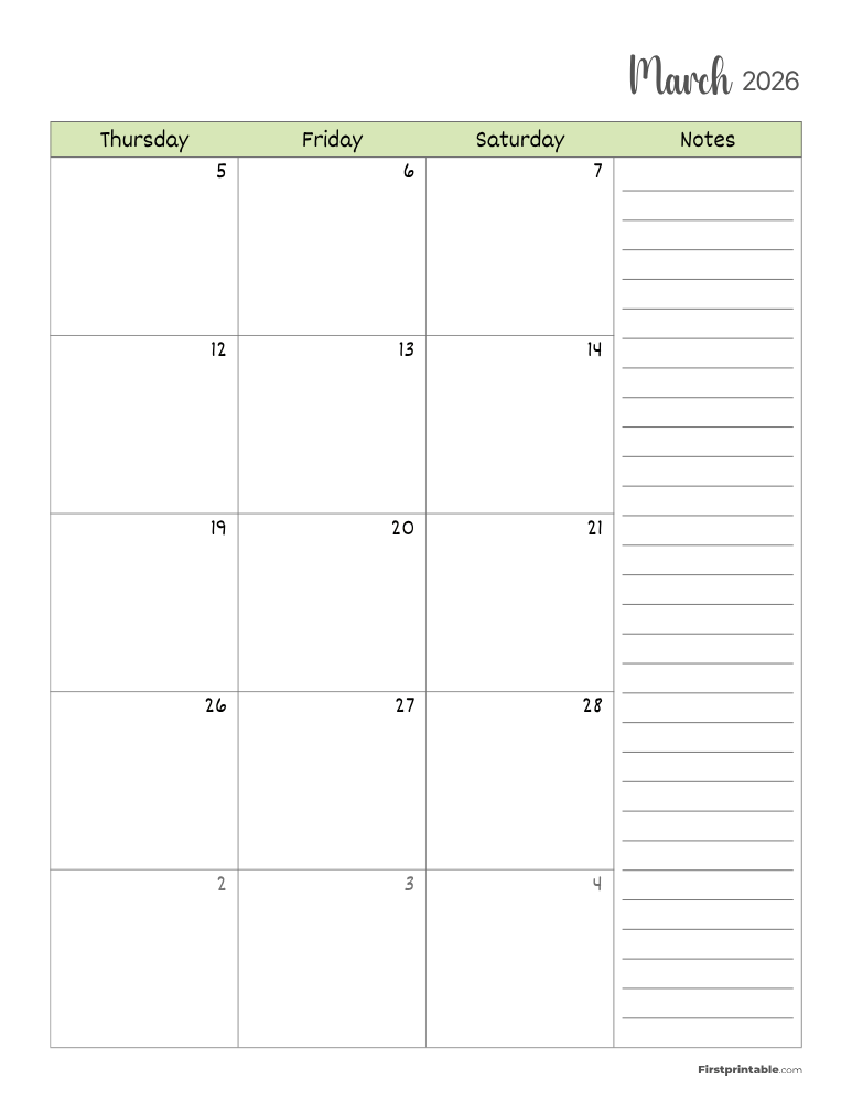 March 2026 Calendar Page 02