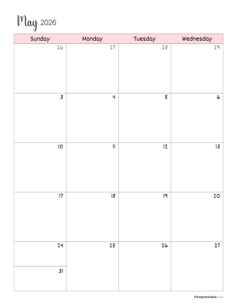 May 2026 Calendar Page 01