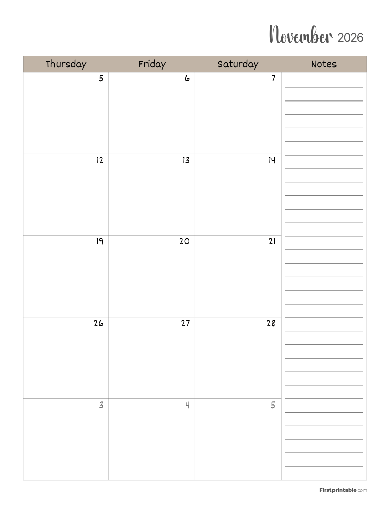 November 2026 Calendar Page 02