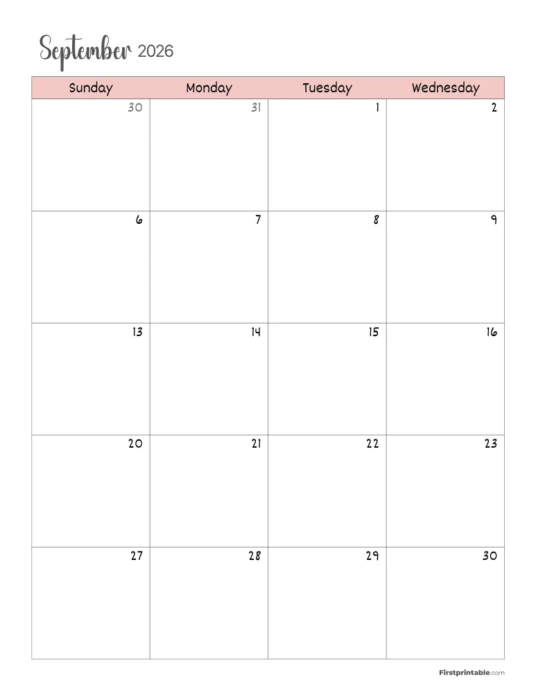September 2026 Calendar Page 01
