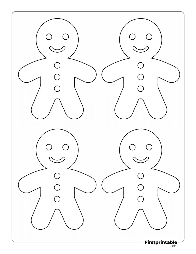 Simple Gingerbread Man Template - Medium Outline