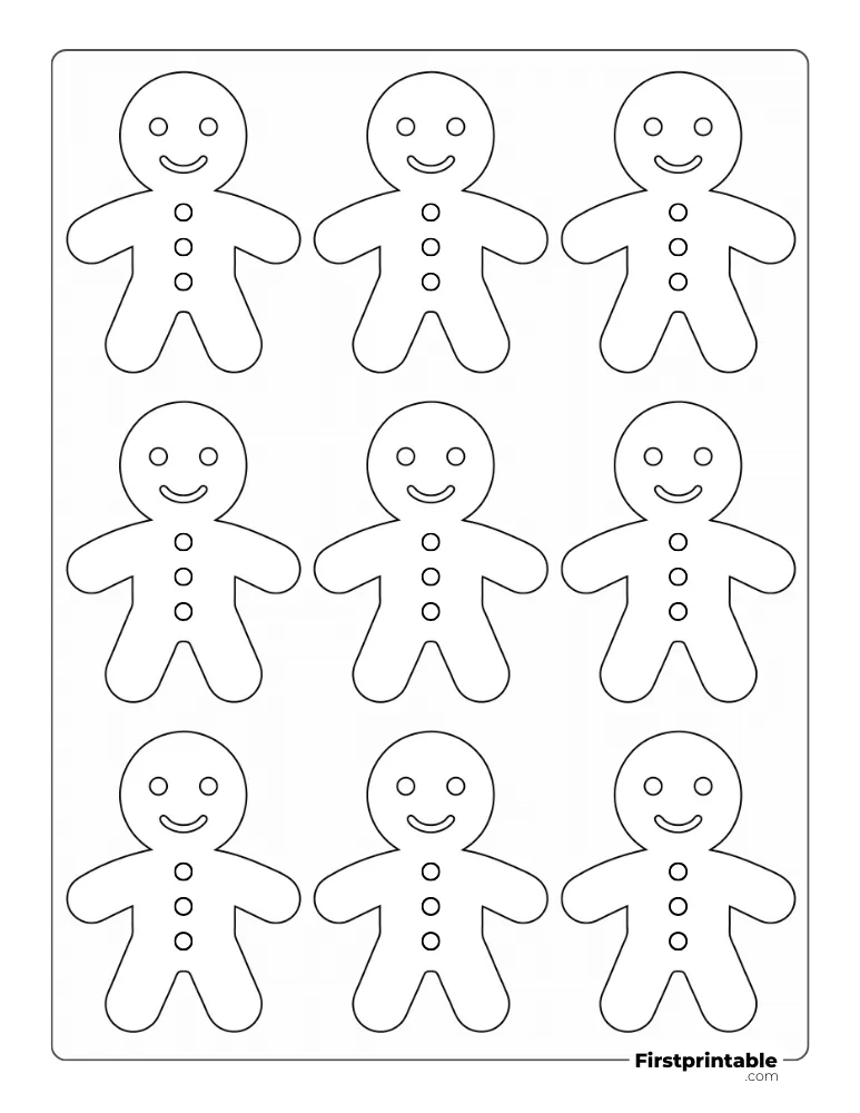 Simple Gingerbread Man Template - Small Outline