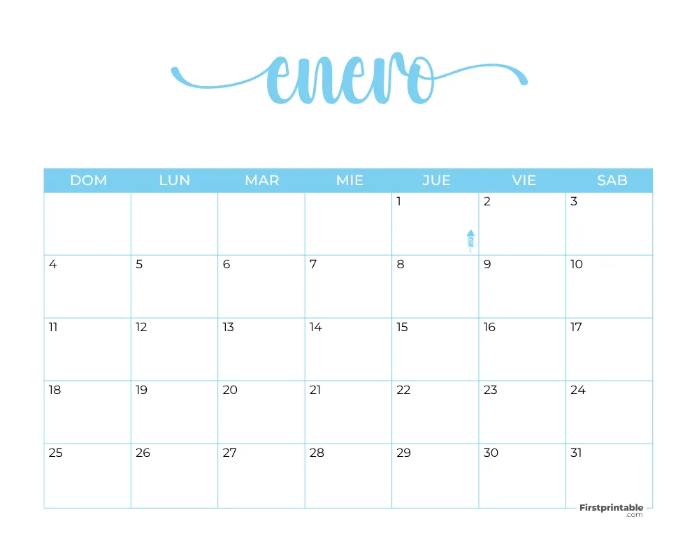 Spanish Printable January Calendar 2026 Template 38