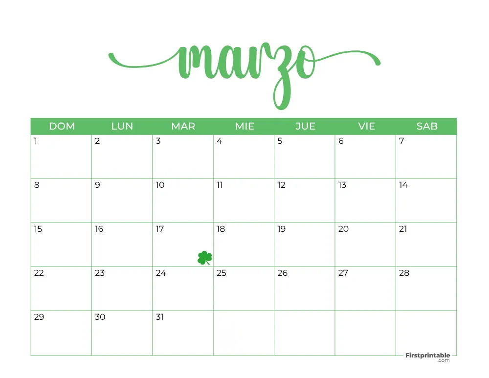 Spanish Printable March Calendar 2026 Template 38