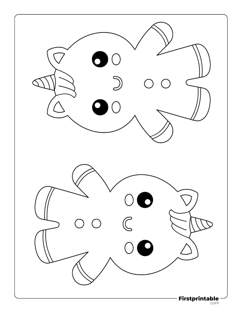 Unicorn - Gingerbread Man Template - Large Outline