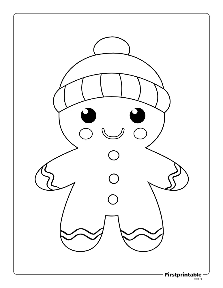 Winter Themed - Gingerbread Man Template - Full Page Outline