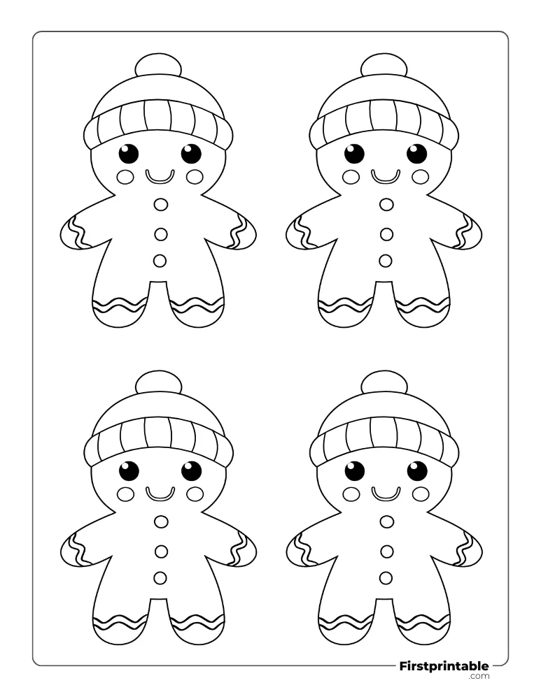 Winter Themed - Gingerbread Man Template - Medium Outline