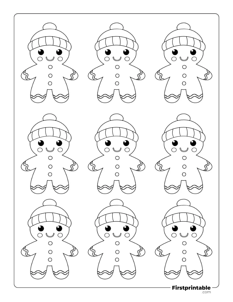 Winter Themed - Gingerbread Man Template - Small Outline