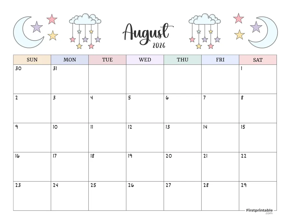 August 2026 Printable Calendar