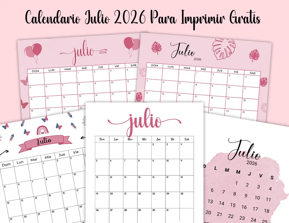 Calendario Julio 2026 Para Imprimir Gratis en Español
